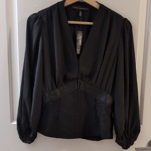 Elegant Black Blouse with Lace Detail